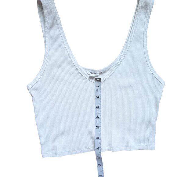 Garage White V-neck Ribbed Cropped Tank Top Women Size Medium - Picture 8 of 10